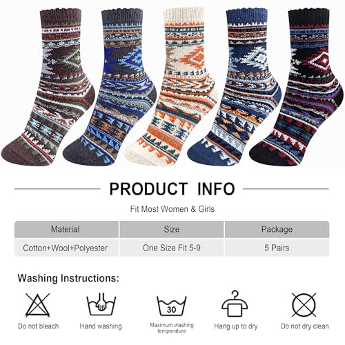 ICEIVY 5-Pair Women's Wool-Blend Winter Socks - image 4