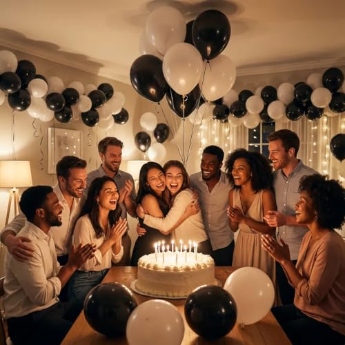 Image of Black and White Balloons Arch Kit,130pcs Black Latex Balloon Garland