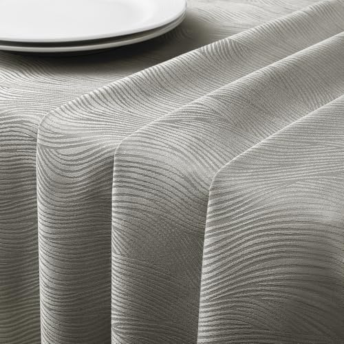 Softalker Wipe Clean Table Cloth,Jacquard Tablecloth Rectangular 200x140 cm(55x78 inch),Water Resistant,Wipeable Garden Table Covers for Coffee Party Outdoor,Decorations for Spring Summer Festive,Grey