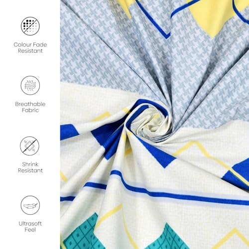 Image of Rivermoor 200 TC Ultrasoft Cotton Bedsheet for Double Bed | Queen Size Bed Sheet with 2 Pillow Covers | Green & Grey Floral | 88 x 96 Inches | Breathable & Hypoallergenic
