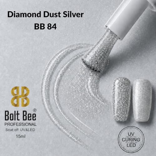 Image of BOLT BEE 15ML Gel Nail Polish 1Pc Clear Pink Glitter Nail Polish Soak Off UV LED Nail Gel Polish Nail Art Starter Manicure Salon DIY at Home, 0.5 OZ (1) (84)