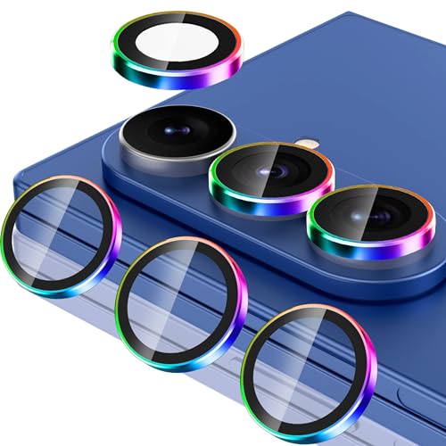 Casetego for Galaxy Z Fold 7 Camera Lens Protector,9H Hardness,Scratch Resistant,Ultra-thin Tempered Glass,Metal Individual Camera Cover for Samsung Galaxy Z Fold 7,Case Friendly,Light Colorful