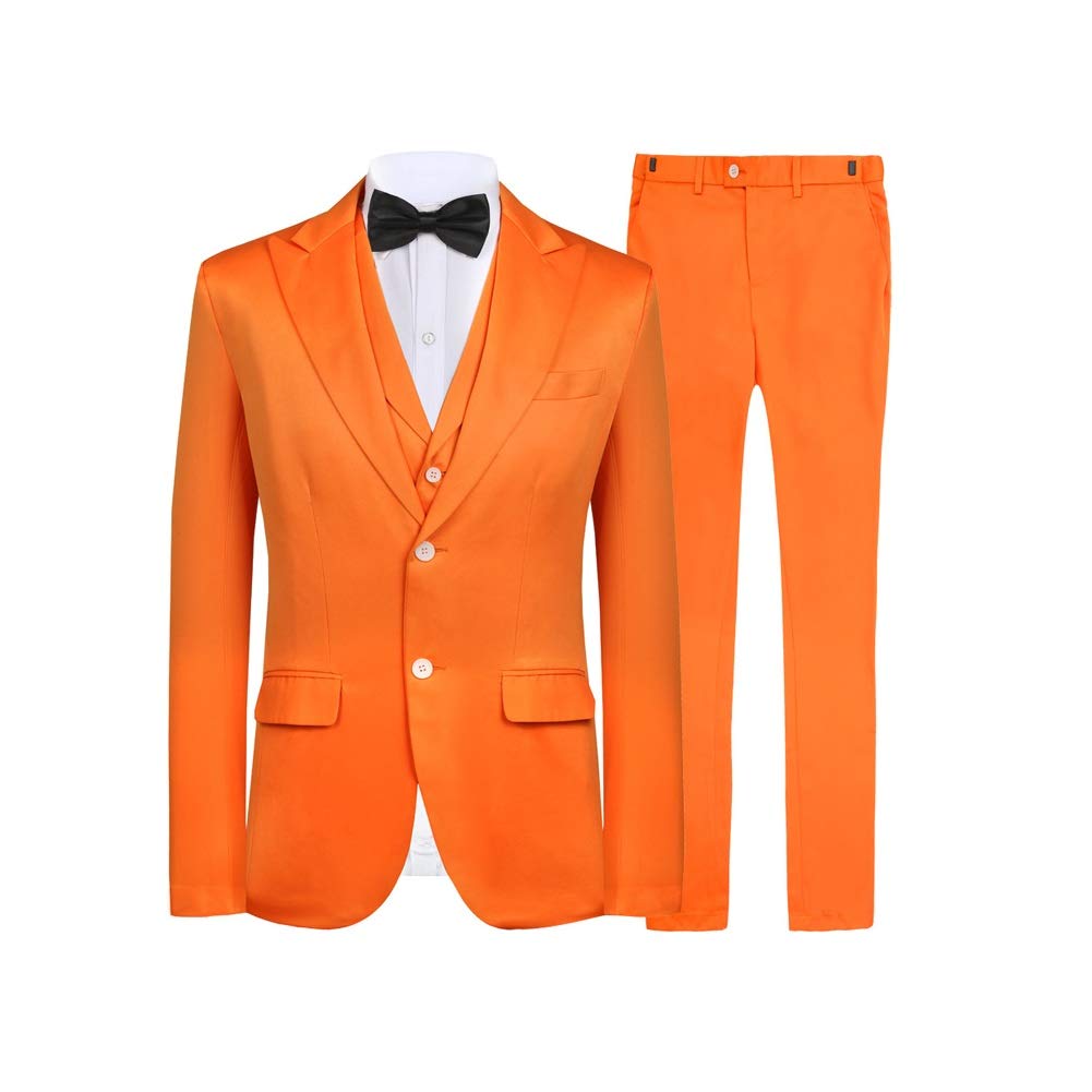 Hanayome Men's Suit 3 Piece Single Breasted Regular Fit Blazer Flat Front Pants(Brown,50)