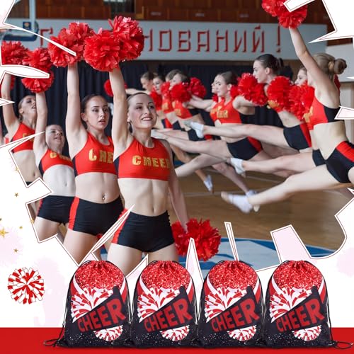 Image of SATINIOR 20 Pcs Cheer Bags Bulk Cheer Drawstring Backpacks Cheerleader Bags Cheerleading Gift for Cheerleaders(Hot Red)