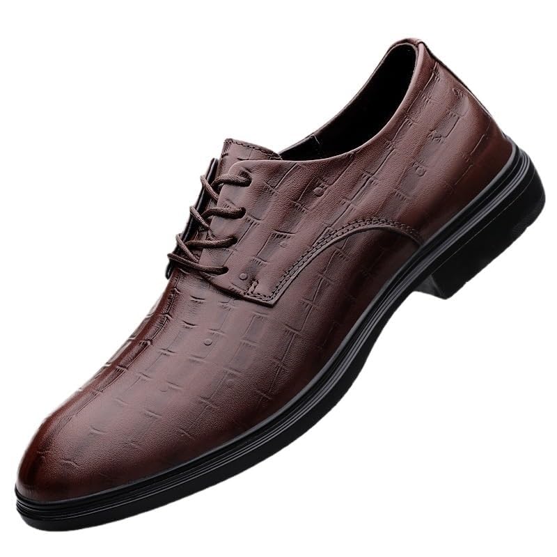 Men Oxfords Leather Dress Shoes Classic Pointed Toe Lace Up Brogue Tuxedo Shoes Formal Business Wedding Comfortable Low Top Fashion Elegant Durable