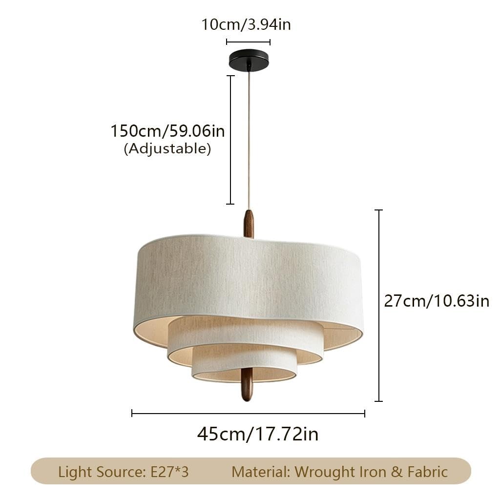 Lampada A Sospensione Stile Wabi Sabi Lampada Principale Mid-Century Francese Per Soggiorno Cavo Di Sospensione Regolabile Lampada Pendente Con 3 Attacchi E27 Adatta Per Camera Da Letto(45CM)