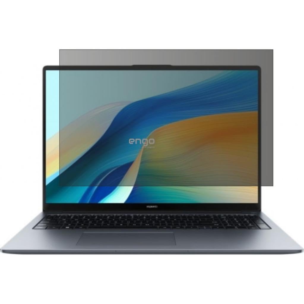 Engo Huawei Matebook D16 i7 16 İnç İle Uyumlu Hayalet Ekran Koruyucu Notebook, Yandan Görünmeyen Anti-Spy Gizlilik (Privacy) Laptop Koruması, 9H Temperli Nano Kırılmaz Esnek Cam 16:10