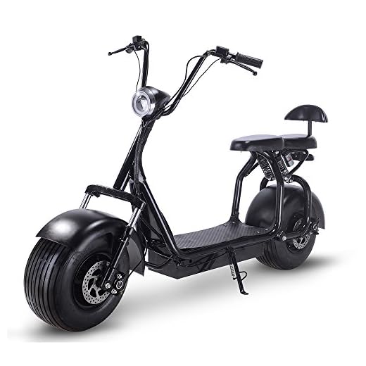 Electric 60V 1000W Fat Tire Scooters,Adult Citycoco with 2 Seat Power Scooter WERCS Battery Certificate,Key Start and Power Display (Cool Black)