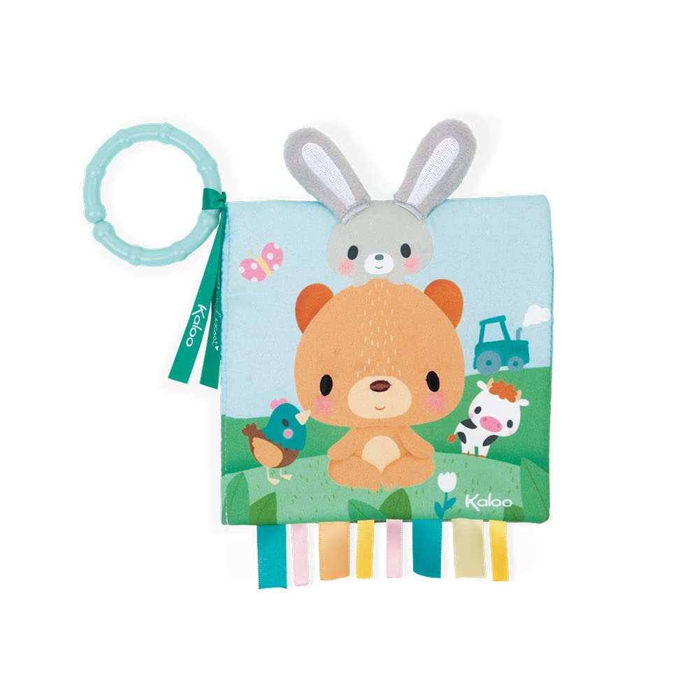 KALOO - Choo - Libro de Estímulo de Tela para Bebés - Choo en la Granja - Estimulación Sensorial - Material Muy Suave - 14 x 14 cm - Desde el Nacimiento, K971800