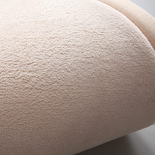 Loartee korallenrote Samtmatte Teppich Rund, als Krabbeldecke fürs Kind,2,5cm Dicker Kinderteppich,Beige,100cm