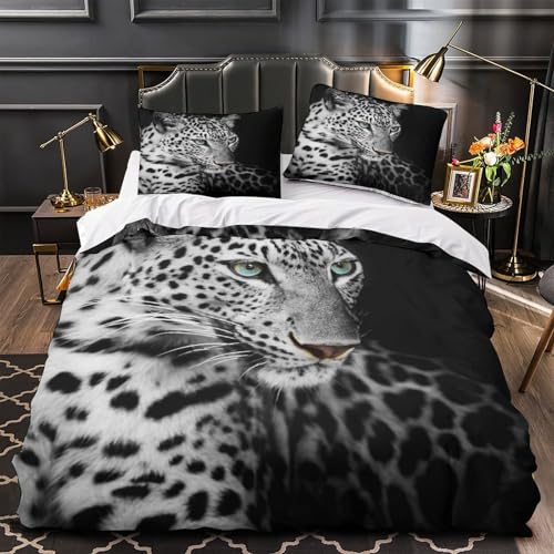 Parure de lit léopard 140x200 avec housse de couette single en microfibre - 2