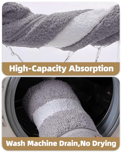 Image of Color&Geometry Gray Bathroom Rugs 36x24, Extra Soft Absorbent Microfiber Bath Rugs, Non-Slip Bathroom mat, Washable Plush Bath Mats for Bathroom, Shower, Bathtub, Laundry, Light Grey White