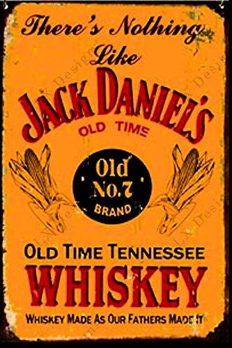 LX Designs Vintage Metal Tin Jack Daniels Old Time Tennesse Whiskey No 7 Sign Vintage Metal Beer Tin Signs Vintage Alcohol Signs Jack Daniels Poster Basement Bar Decor Jack Daniels Tin Sign 8x12