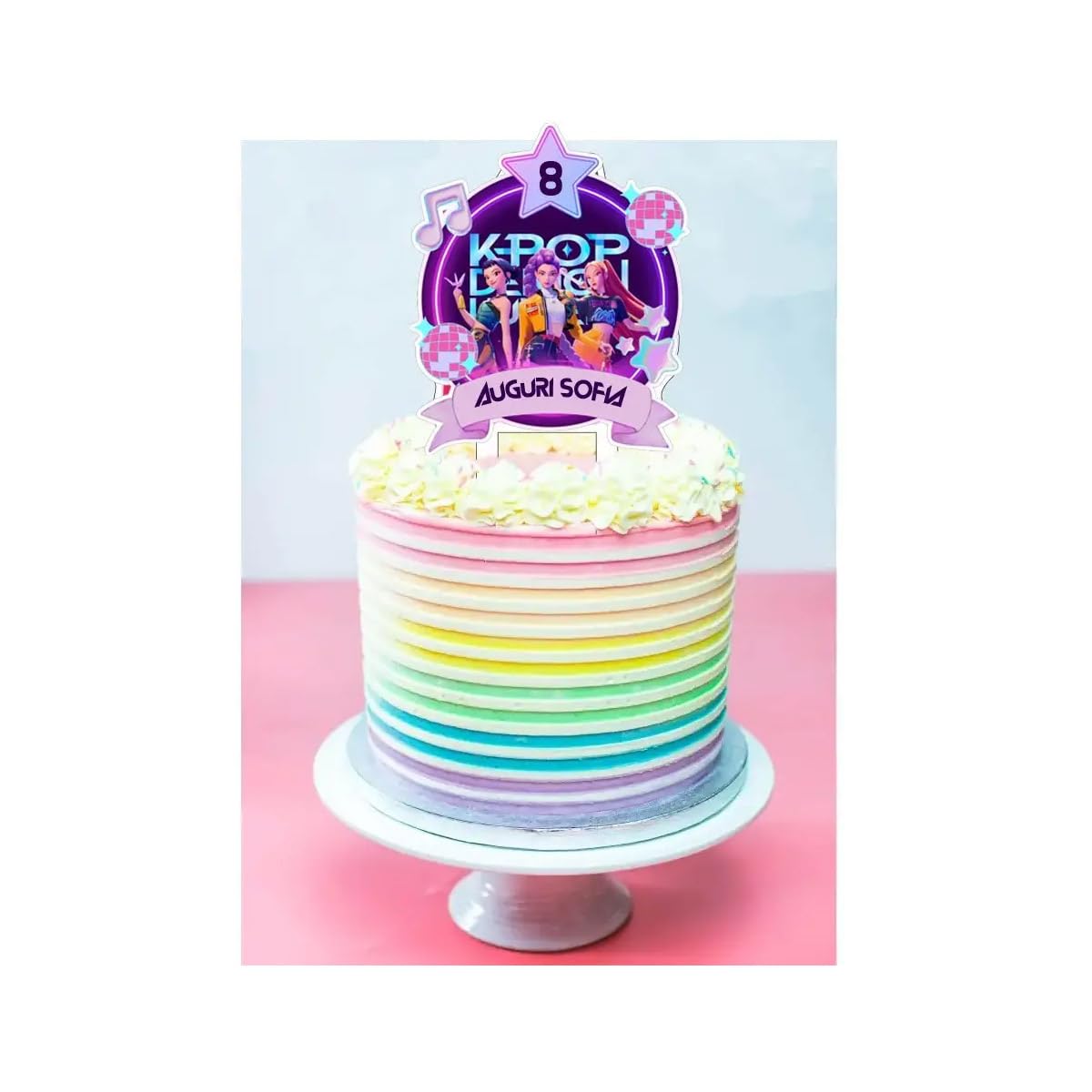 Cake Topper con nome Personalizzato K-pop cacciatrici di demoni in plexiglass decorazione per torta ppersonalizzabile per festa a tema compleanno bambine ragazze
