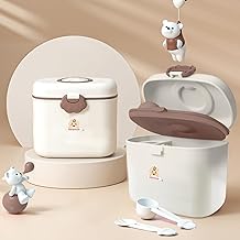 Infantso FEED EASE (2-in-1) Baby Milk Powder & Food Container | BPA-Free, Leak-Proof Bear Box, Travel-Friendly with Spoon & Fork, Baby Essential Food Storage Box, Snack Box, Baby Milk Powder Box-360gm