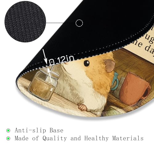 Image of Gctriki Funny Hamster Round Mouse Pads for Desk, Small Desk Mat Stitched Edge Non-Slip Rubber Base, Mousepad for Travel Laptop Computer Gaming, Cute Office Accessories with Motivational Quote