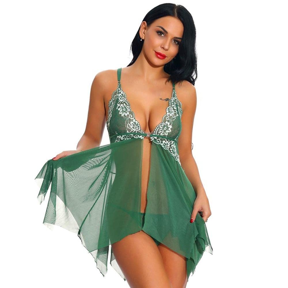 Ropa interior de mujer Lencería para mujeres Encaje Babydoll Sexy Chemise V-cuello Malla Ropa de dormir