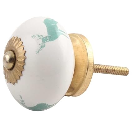 IndianShelf 8 Pieces Green Standing Rein Deer Ceramic Drawer Knobs for Kitchen Cabinet Knobs Door Decorative Dresser Pulls Luxurious Chest