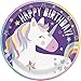 Unique- Platos de Papel Ecológicos-23 cm-Fiesta Unicornio-Paquete de 8, Multicolor (72495EU)