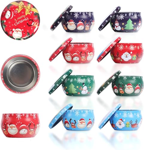 8 Stück Weihnachts Runde Kerze Dose, Kerze Metall Container,...