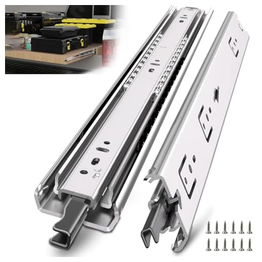TP-LAIE 1 Pair 12 inch Heavy Duty Drawer Slides with Lock, Full Extension Ball Bearing Locking Rails Cabinet Tool Box Runners Tracks Glides(150 Lbs,with M4 Screws)