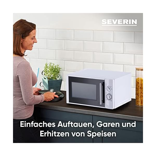 SEVERIN Mikrowelle, Mikrowellengerät zum Auftauen und Erhitzen, Mikrowelle mit Drehteller für gleichmäßige Wärmeverteilung, weiß, MW 7772 – Bild 4
