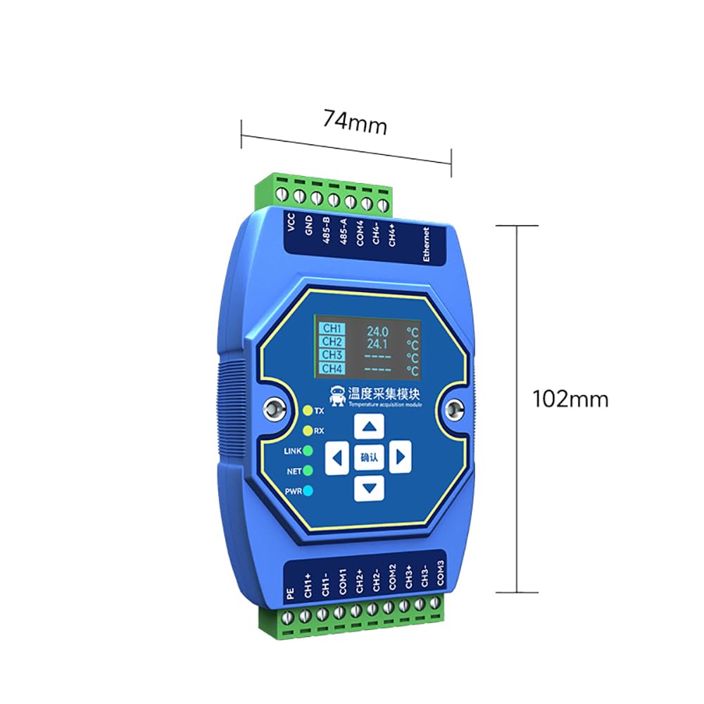 Temperature Acquisition Module 4-way PT100 RTD Ethernet RS485 with OLED Display Screen ME31-XDXX0400 Support Modbus