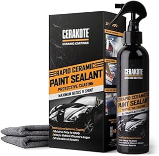 CERAKOTE Rapid Ceramic Paint Sealant Kit (8oz Bottle)– Maximum Gloss & Shine – Extremely Hydrophobic – Unmatched Slickness - Repels Road Grime – Long Lasting - Quick & Easy Application - Professional Results