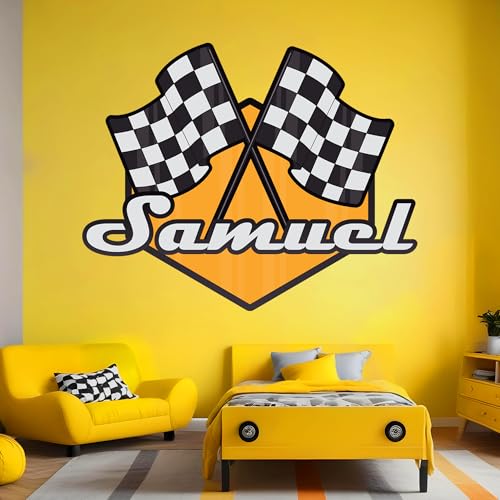Vinilo decorativo personalizado para pared de niño con tema de carrera miniatura 4