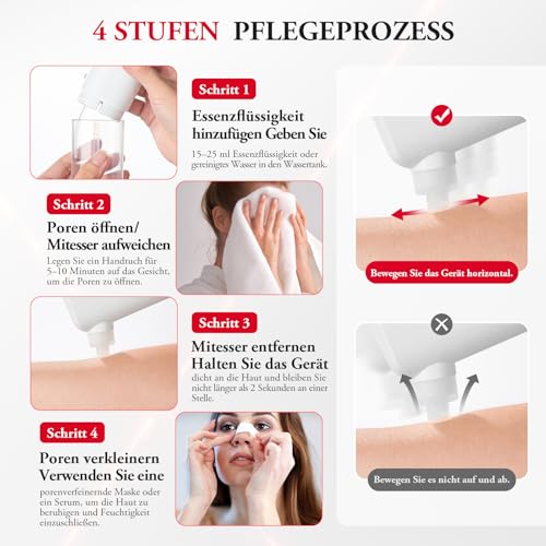 ANLAN 2 in 1 Mitesserentferner Porenreiniger Gesicht Porensauger, 3 Modi und 3 Saugköpfe Blackhead Remover Pickelsauger Mitesser Sauger Gesichtsreinigung, Reinigung und Feuchtigkeitspflege
