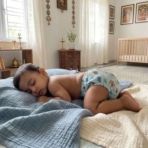 Image of Little Pea Adjustable Cloth Diaper for Babies (3 Months-3 Years) | Leak-Proof, Washable & Reusable | Includes 3 Diaper + 3 Absorbent Pad | Free Size (5-18 kg) | Pack of 3