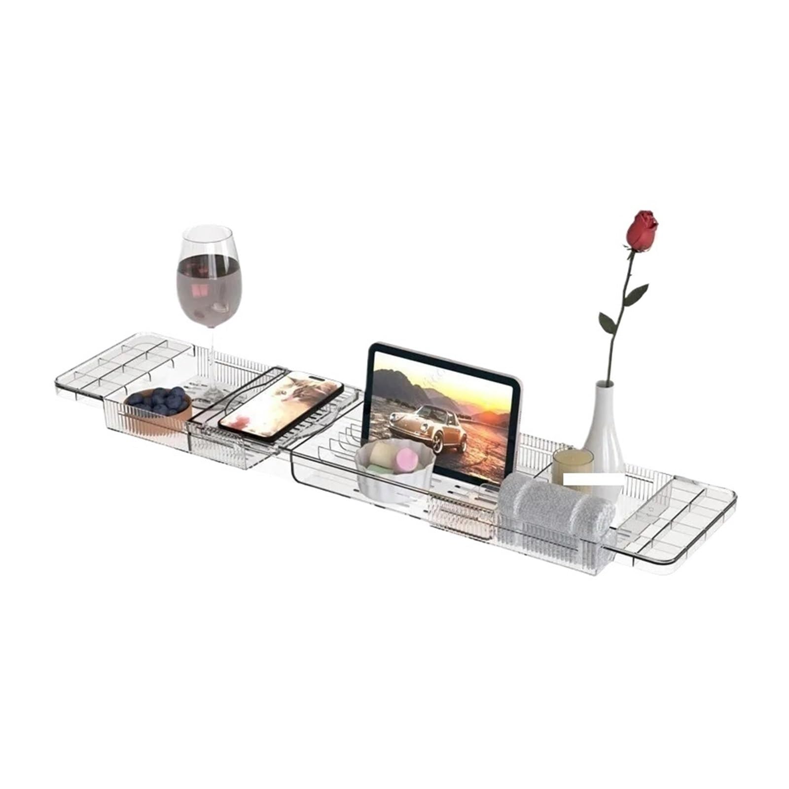 Extendable Bathroom Storage Shelf Bathtub Tray Rack Adjustable Shower Caddy Expandable Holder