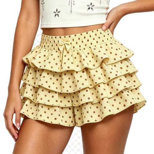 Image of Women Layered Gingham Shorts Cute Bloomers Plaid Shorts | Gingham Ruffle Shorts, Polka Dot Mini Bloomer Shorts, Micro Boyshorts, Tiered, Checkered, Lolita Outfits, Going Out