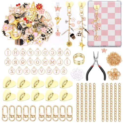 El Mejor Listado de Kits de fabricación de abalorios - los preferidos. 44 PRYZALO 550 piezas de abalorios, kit de fabricación de llaveros con brillo de labios, suministros de manualidades con abalorios, caja organizadora, kits de llavero con brillo de...