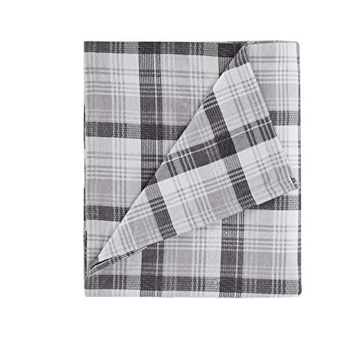 Image of Woolrich Cotton Sheet Set Cottage Charms Print, 100% Cotton Flannel Sheets Warm & Fuzzy Bedding Set King Size Sheets, Fitted Pocket Fits Up to 14 inch Mattress, King Grey Plaid, 4 Piece