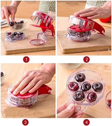 MEETOZ Kitchen Gadget Stainless Steel Zigzag Blades Cherry Pitter - 6 Cherries