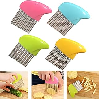 Luckycivia 4 Pack Wavy Knife, Stainless Steel Crinkle Wavy Chopper, French Fries Cutter