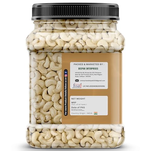 Image of Happy Harvest 100% Natural&Crunchy Premium Whole Cashews Nutritious&Delicious Nuts, Premium Kaju Nuts|Gluten Free|Source Of Minerals&Vitamins|Dry Fruits (Jar Pack) (Packing May Differ) (250gm)