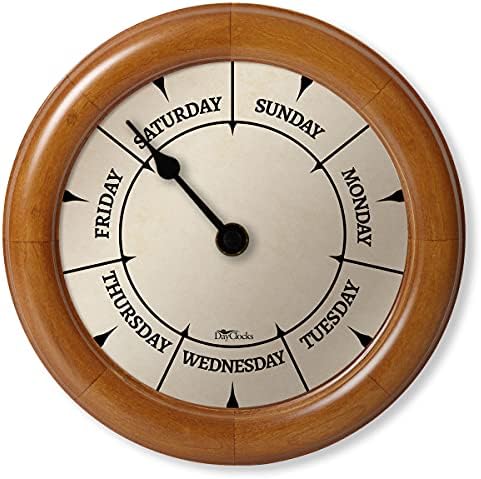 DayClocks Classic Day of The Week Wall Clock with Solid Wood Frame – Calendar Day Clock – Great Pine, 10"