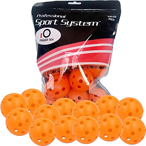 FINGER TEN Golf Übungsbälle Trainingsbälle Luftbälle 12 Stück Air Flow Golfbälle Trainings Heimgebrauch Im Freien Garten Weiß Orange Gelb Blau Für Damen Herren Kinder (Orange, 12 Stück)