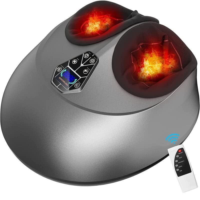 Electric Foot Massage Machine with Heat and Remote Foot Massager with Deep Kneading 9 Intensities 5 Modes Vibration Deeply Relax
