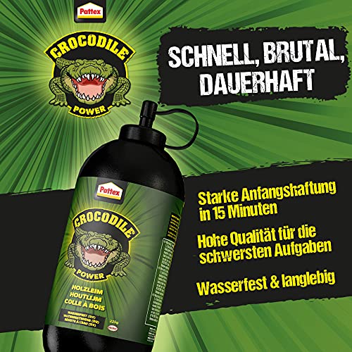 Pattex Crocodile Power Holzleim, leistungsstarker Holzkleber für Innen und Außen*, transparent trocknender und wasserfester Leim, 1 x 225g - Image 4