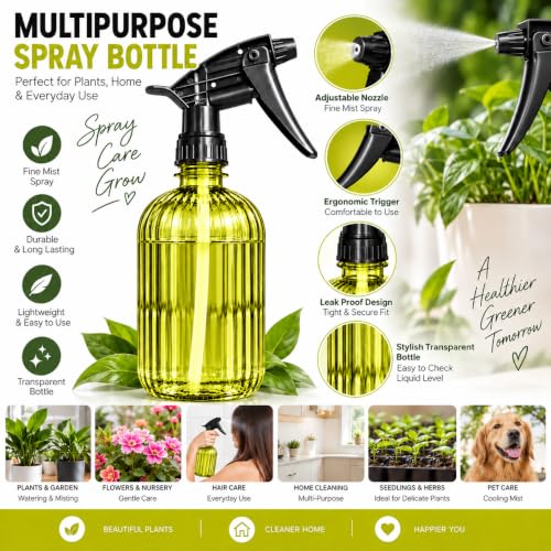 Image of Umite Chef Plant Spray Bottle for Gardening | Fine 500 ml Mist Water Sprayer for Indoor & Outdoor Plants | Garden Plant Mister, Hand Pressure Trigger Sprayer for Flowers, & Home Gardening - Yellow