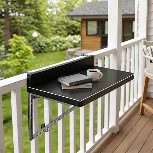 Mesa de balcón colgante regulable en 5 alturas y resistente al exterior 2