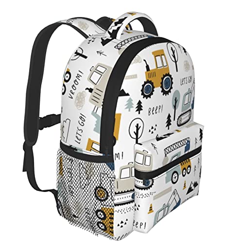 Kid's Mini Backpack 12 inch Cars Truck Tractor Backpack Schoolbag Preschool Kindergarten Children Bag Nursery Travel Bag for Toddler Boys Girls Age 3-72