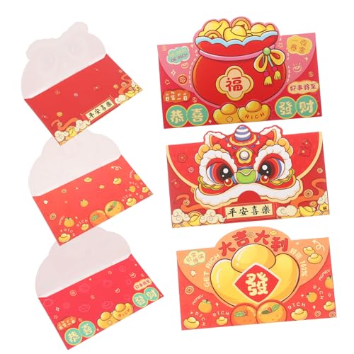 Tofficu 6個年用 無地 赤い封筒 の旧正月 プレゼント現入れ 幸運のおの封筒 新年 紅包 結婚式 誕生日 クリスマス お祝い事に使用可能