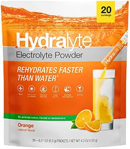 Hydralyte Effervescent Electrolytes Powder Sachets, 20 Flavoured Sticks, Rapid Rehydration, Prevent Dehydration