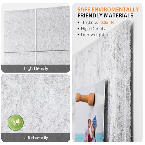 Image of MaxGear Felt Bulletin Board 48 inch x 36 inch, Light Gray Felt Wall Tile Wall Decor