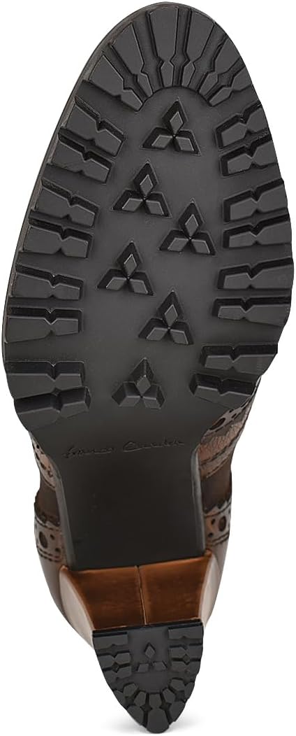 FRANCO CUADRA Western Ankle Boots, Brown Leather, 3.2-inch Cuban Heel, Brogue Detail - Image 8