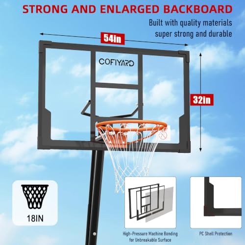 Image of Basketball Hoop 44 /48 /54 Inch with Sandbag Adjustment 5.25-10FT
